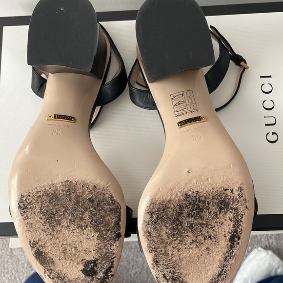 Gucci GG leather mid heel sandals - Picture 6 of 12